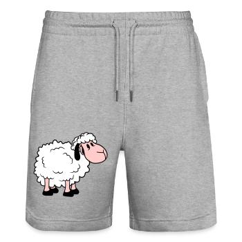 Sheep Baby Stands Cute Cute Lamb Child Cool Comic - Stanley/Stella Trainer Unisex Organic Jogging Shorts - heather grey - Front - Nik (191cm) & Marisol (170cm)