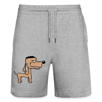 Dog Stands Bad Guy Teeth Monster Fun - Stanley/Stella Trainer Unisex Organic Jogging Shorts - heather grey - Front - Nik (191cm) & Marisol (170cm)