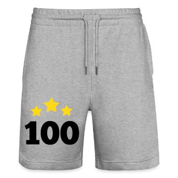 100 Jahre Stern - Geschenk zum 100-jährigen Jubiläum - Stanley/Stella Unisex Bio Joggingshorts Trainer  - Grau meliert - Vorne - Nik (191cm) & Marisol (170cm)