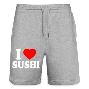 I love sushi - Stanley/Stella Unisex Bio Joggingshorts Trainer  - Grau meliert - Vorne - Nik (191cm) & Marisol (170cm)