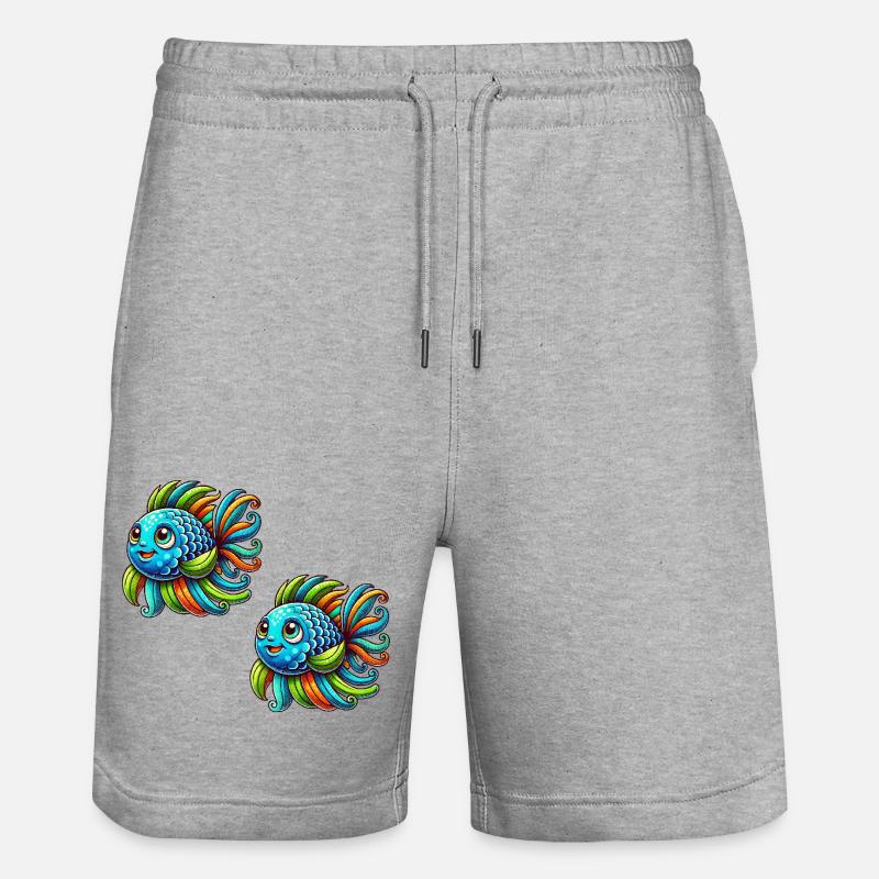 fisch comic 2 - Stanley/Stella Unisex Bio Joggingshorts Trainer  - Grau meliert