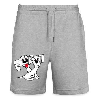 2 Dogs Looking Funny Funny Silly Sitting Cool - Stanley/Stella Trainer Unisex Organic Jogging Shorts - heather grey - Front - Nik (191cm) & Marisol (170cm)