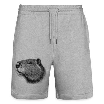 Castor - Short de jogging bio TRAINER Stanley/Stella unisexe - gris chiné - Devant - Nik (191cm) & Marisol (170cm)