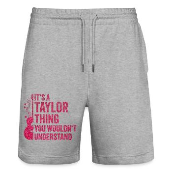 Taylor Thing 2 haha omg je déteste le - Short de jogging bio TRAINER Stanley/Stella unisexe - gris chiné - Devant - Nik (191cm) & Marisol (170cm)