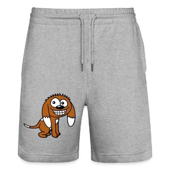 Dog looks funny grin happy smile fun - Stanley/Stella Trainer Unisex Organic Jogging Shorts - heather grey - Front - Nik (191cm) & Marisol (170cm)