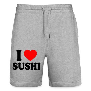 I love sushi - Stanley/Stella Unisex Bio Joggingshorts Trainer  - Grau meliert - Vorne - Nik (191cm) & Marisol (170cm)