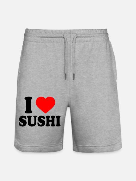 I love sushi - Stanley/Stella Unisex Bio Joggingshorts Trainer - Grau meliert