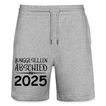 junggesellenabschied 2025 - Stanley/Stella Unisex Bio Joggingshorts Trainer  - Grau meliert - Vorne - Nik (191cm) & Marisol (170cm)