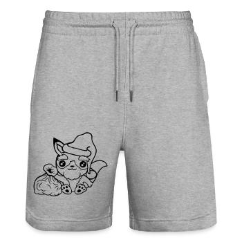 Fuchs Rotfuchs Weihnachtsmann Weihnachten Geschenk - Stanley/Stella Unisex Bio Joggingshorts Trainer  - Grau meliert - Vorne - Nik (191cm) & Marisol (170cm)