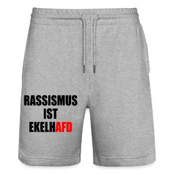 rassismus ist ekelhafd - Stanley/Stella Unisex Bio Joggingshorts Trainer  - Grau meliert - Vorne - Nik (191cm) & Marisol (170cm)