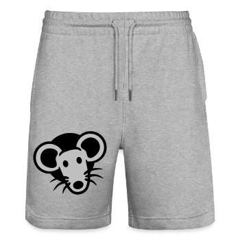 Maus Wand Loch Mauseloch Guckt Süß Lustig Comic - Stanley/Stella Unisex Bio Joggingshorts Trainer  - Grau meliert - Vorne - Nik (191cm) & Marisol (170cm)