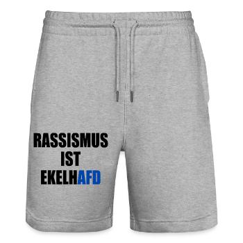 rassismus ist ekelhafd - Stanley/Stella Unisex Bio Joggingshorts Trainer  - Grau meliert - Vorne - Nik (191cm) & Marisol (170cm)