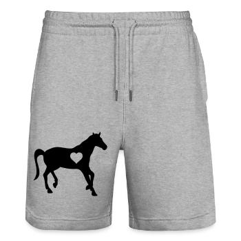 horse love heart - Stanley/Stella Unisex Bio Joggingshorts Trainer  - Grau meliert - Vorne - Nik (191cm) & Marisol (170cm)