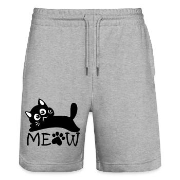 Dramatisches Miauen - Stanley/Stella Unisex Bio Joggingshorts Trainer  - Grau meliert - Vorne - Nik (191cm) & Marisol (170cm)