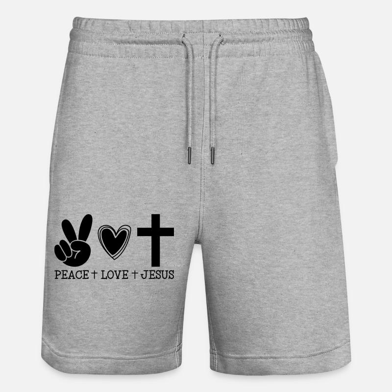 La paix, l’amour et Jésus - Short de jogging bio TRAINER Stanley/Stella unisexe - gris chiné