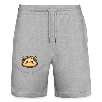 Tout est terrible - Chemise à tacos triste drôle - Short de jogging bio TRAINER Stanley/Stella unisexe - gris chiné - Devant - Nik (191cm) & Marisol (170cm)