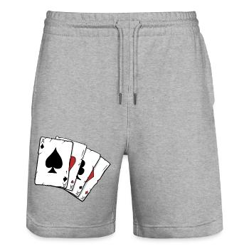 poker cards four aces illustration by Vexels - Short de jogging bio TRAINER Stanley/Stella unisexe - gris chiné - Devant - Nik (191cm) & Marisol (170cm)