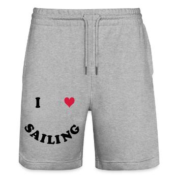 Voile - Short de jogging bio TRAINER Stanley/Stella unisexe - gris chiné - Devant - Nik (191cm) & Marisol (170cm)