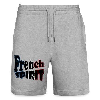 French Spirit BBR - Stanley/Stella Trainer Unisex Organic Jogging Shorts - heather grey - Front - Nik (191cm) & Marisol (170cm)