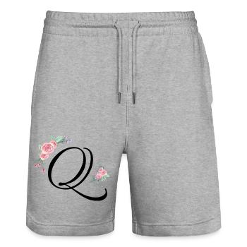 Buchstabe q Blumen - Stanley/Stella Unisex Bio Joggingshorts Trainer  - Grau meliert - Vorne - Nik (191cm) & Marisol (170cm)