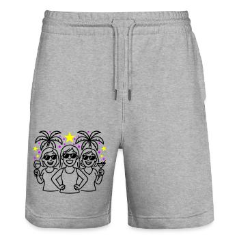 Filles Vacances Fête Palmiers - Short de jogging bio TRAINER Stanley/Stella unisexe - gris chiné - Devant - Nik (191cm) & Marisol (170cm)