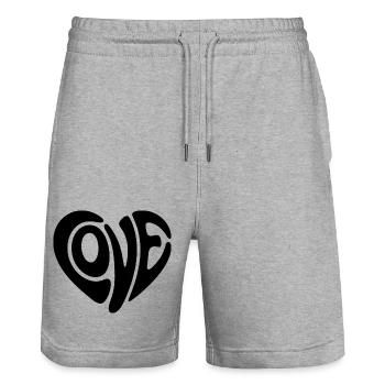 Love - Cute Heart Love Logo - Stanley/Stella Trainer Unisex Organic Jogging Shorts - heather grey - Front - Nik (191cm) & Marisol (170cm)