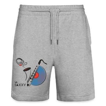 Mr. Saxxy DJ - Stanley/Stella Unisex Bio Joggingshorts Trainer  - Grau meliert - Vorne - Nik (191cm) & Marisol (170cm)