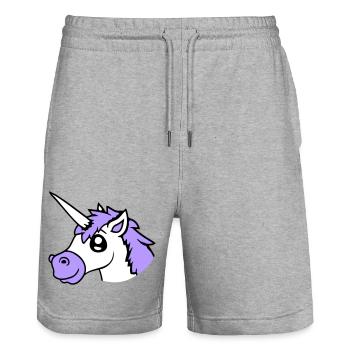 licorne sourit assez sympathique cheval de dessin animé - Short de jogging bio TRAINER Stanley/Stella unisexe - gris chiné - Devant - Nik (191cm) & Marisol (170cm)