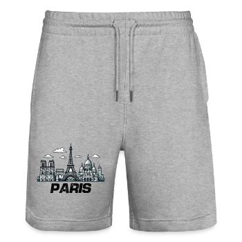 Paris, France, Ville - Short de jogging bio TRAINER Stanley/Stella unisexe - gris chiné - Devant - Nik (191cm) & Marisol (170cm)