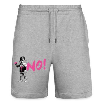 GirlPower NO! - Stanley/Stella Trainer Unisex Organic Jogging Shorts - heather grey - Front - Nik (191cm) & Marisol (170cm)