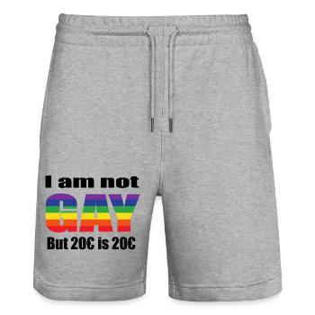 I'm not gay but 20 € is 20 € - Stanley/Stella Trainer Unisex Organic Jogging Shorts - heather grey - Front - Nik (191cm) & Marisol (170cm)