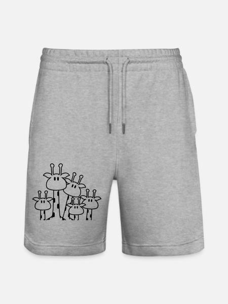 Süße Giraffen Familie 3 Kinder Mama Papa Giraffe - Stanley/Stella Unisex Bio Joggingshorts Trainer  - Grau meliert