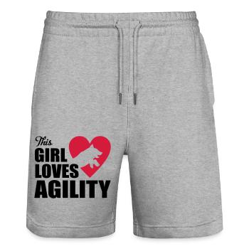 agility - Stanley/Stella Unisex Bio Joggingshorts Trainer  - Grau meliert - Vorne - Nik (191cm) & Marisol (170cm)
