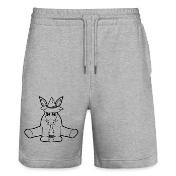 bayern hut bier alkohol party feiern f - Stanley/Stella Unisex Bio Joggingshorts Trainer  - Grau meliert - Vorne - Nik (191cm) & Marisol (170cm)