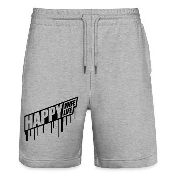 graffiti drop happy wife life wife gluecklic - Stanley/Stella Trainer Unisex Organic Jogging Shorts - heather grey - Front - Nik (191cm) & Marisol (170cm)