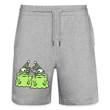 2 friends team couple birthday alone lonely mourning - Stanley/Stella Trainer Unisex Organic Jogging Shorts - heather grey - Front - Nik (191cm) & Marisol (170cm)