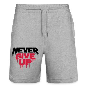 red graffiti drops spray persevere cool never - Stanley/Stella Trainer Unisex Organic Jogging Shorts - heather grey - Front - Nik (191cm) & Marisol (170cm)