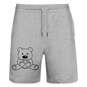 gemein boese beleidigung wichser fuck you off mitt - Stanley/Stella Unisex Bio Joggingshorts Trainer  - Grau meliert - Vorne - Nik (191cm) & Marisol (170cm)