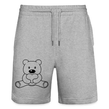 liebe herz baer suess niedlich sitzen klein comic - Stanley/Stella Unisex Bio Joggingshorts Trainer  - Grau meliert - Vorne - Nik (191cm) & Marisol (170cm)