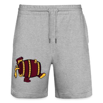 beer barrel drink thirst drinking party celebrate october - Stanley/Stella Trainer Unisex Organic Jogging Shorts - heather grey - Front - Nik (191cm) & Marisol (170cm)