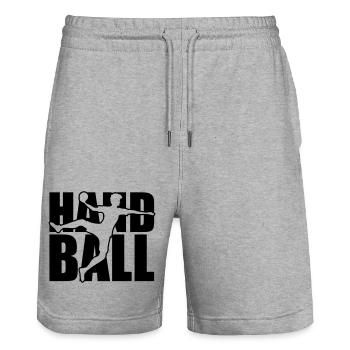 logo text silhouette umriss handball ball werfen p - Stanley/Stella Unisex Bio Joggingshorts Trainer  - Grau meliert - Vorne - Nik (191cm) & Marisol (170cm)
