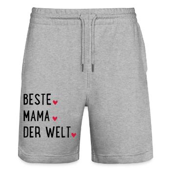 Beste Mama der Welt - Stanley/Stella Unisex Bio Joggingshorts Trainer  - Grau meliert - Vorne - Nik (191cm) & Marisol (170cm)