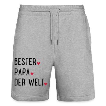 Bester Papa der Welt - Stanley/Stella Unisex Bio Joggingshorts Trainer  - Grau meliert - Vorne - Nik (191cm) & Marisol (170cm)