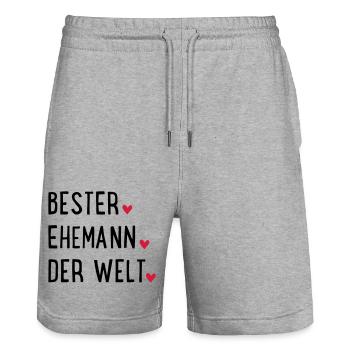 Meilleur mari du monde - Short de jogging bio TRAINER Stanley/Stella unisexe - gris chiné - Devant - Nik (191cm) & Marisol (170cm)