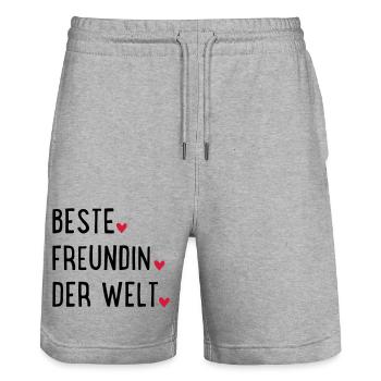Meilleur ami - Short de jogging bio TRAINER Stanley/Stella unisexe - gris chiné - Devant - Nik (191cm) & Marisol (170cm)