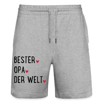 Grand-père - Short de jogging bio TRAINER Stanley/Stella unisexe - gris chiné - Devant - Nik (191cm) & Marisol (170cm)