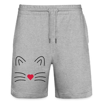Katze - Stanley/Stella Unisex Bio Joggingshorts Trainer  - Grau meliert - Vorne - Nik (191cm) & Marisol (170cm)