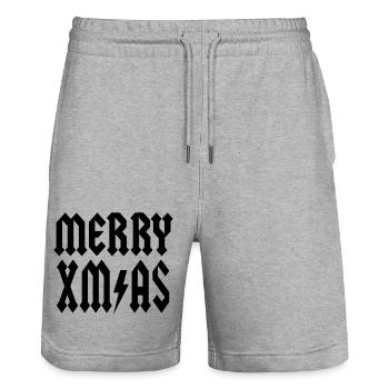 Kerstmis - Stanley/Stella Trainer Unisex Organic Jogging Shorts - heather grey - Front - Nik (191cm) & Marisol (170cm)