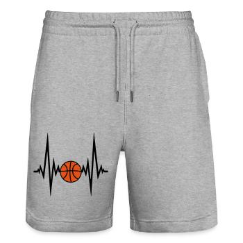 rythme cardiaque impulsion de basket-ball frapper objectif im - Short de jogging bio TRAINER Stanley/Stella unisexe - gris chiné - Devant - Nik (191cm) & Marisol (170cm)