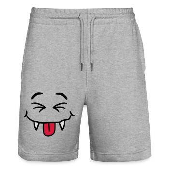 Visage de vampire drôle de bande dessinée vilain m - Short de jogging bio TRAINER Stanley/Stella unisexe - gris chiné - Devant - Nik (191cm) & Marisol (170cm)